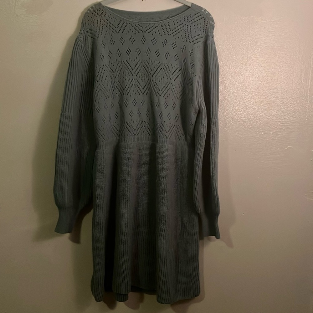 Light green A line sweater dress.